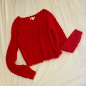 NWOT Women's Red Fuzzy Sweater